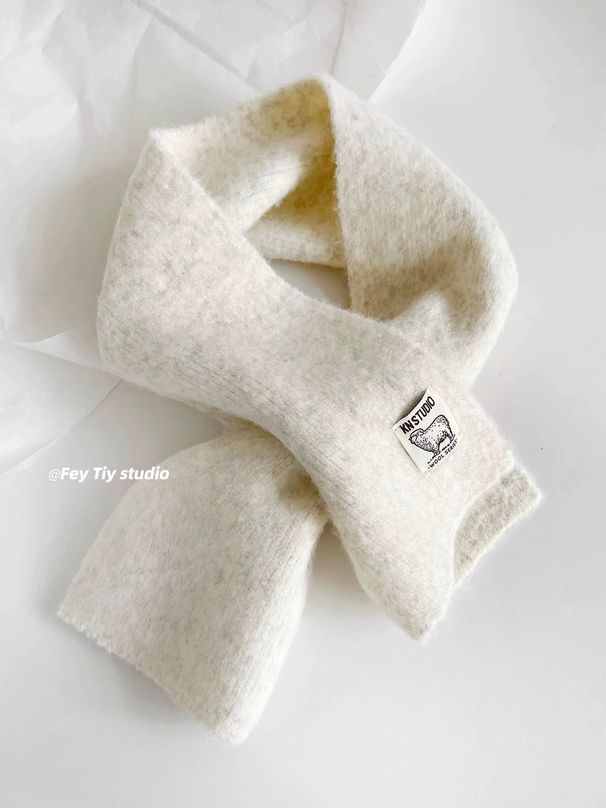 Alpaca Wool Short Lazy Style Solid Color Autumn Winter Warm Cross Scarf Unisex Soft Skin-Friendly High-End_desvips.com