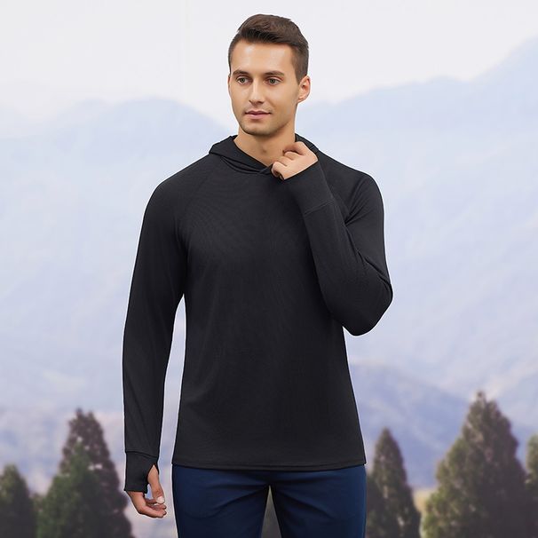 Men's Slim Fit Long Sleeve Sports Hoodie Moisture Wicking Quick Drying Hooded Fitness Wear For Autumn/Winter Running Training Outdoor_desvips.com
