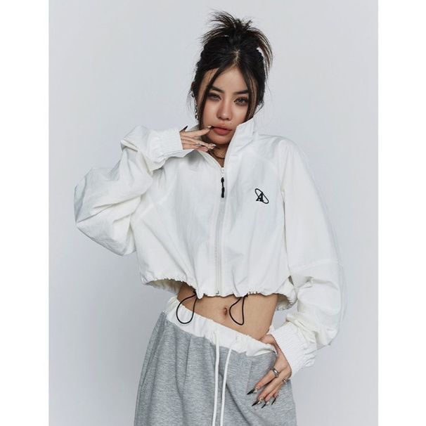 American-style Letter Embroidery Sports For Women, High-end Loose-fitting Street-style Long-sleeve Jacket_desvips.com