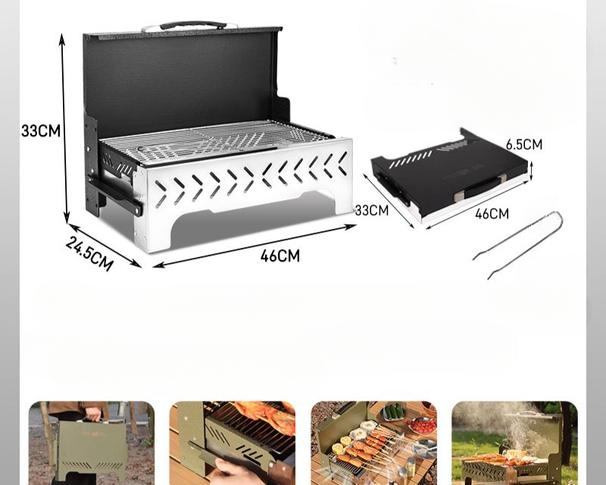 TuoCun Grill Outdoor BBQ Home Folding Barbecue Stove Rack Charcoal Camping Equipment Portable_desvips.com