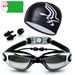 Swimming Caps HD Anti Fog Swimming Goggles For Men And Women Large Frame Electroplated Swimming Goggles With Swimming Cap_desvips.com