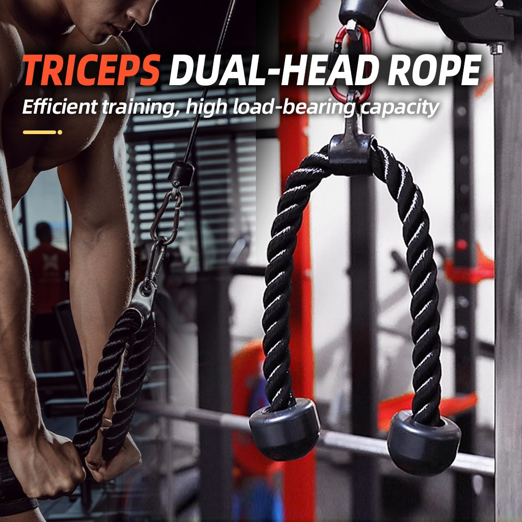 Double-Ended Bicep Training Rope, Gym Accessory, Surface Handle, Black Double-Ended Pull-Up Rope_desvips.com