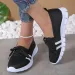 Mesh Knitted Striped Flats Shoes For Women 2024 Summer Lace Up Casual Sneakers Woman Breathable Soft Sole Loafers Plus_desvips.com