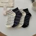 Men's Spring/Summer Thin Striped Sports Ankle Socks, Simple White Student Women's Fitness Yoga Cotton Socks_desvips.com