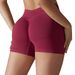 Cross-Border Seamless Knitted Solid Color Tight Peach Hip V-Waist Yoga Sports Running Fitness Three-Point Shorts For_desvips.com