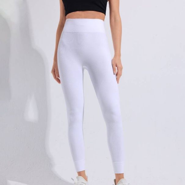 Women's Seamless Pure White Striped Gym Yoga Pants High Waisted Hip Lifting Running Fitness Outdoor Sports Leggings_desvips.com