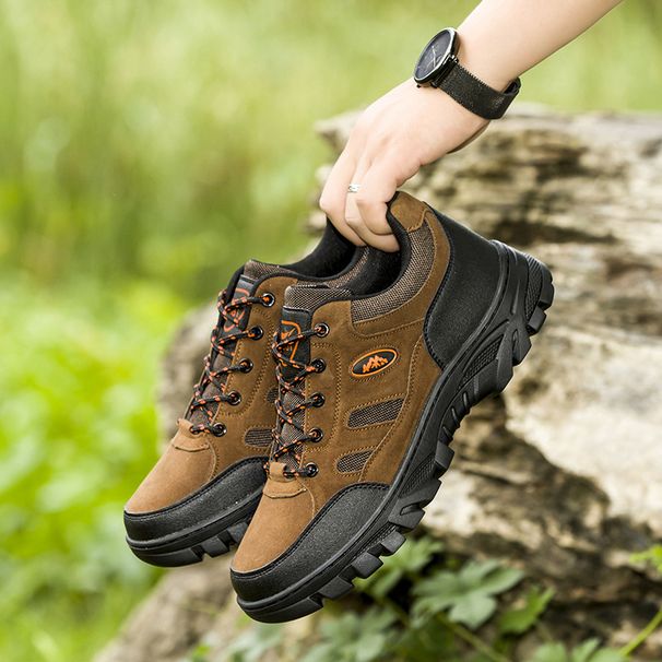 Men's Outdoor Climbing Large Size Lace-Up Work Boots Leather Surface Labor Protection Sports Shoes Breathable Warm_desvips.com