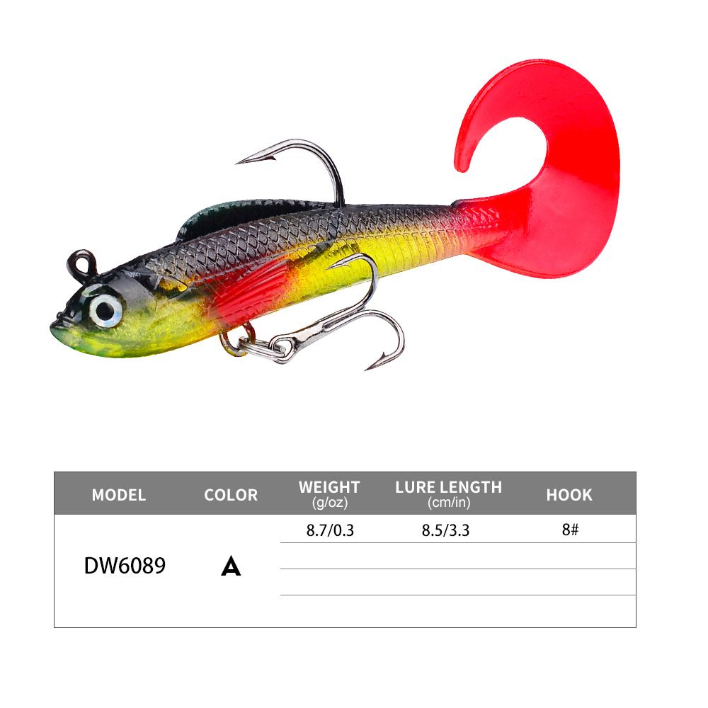 Simulated Lure Curved Tail Lead Fish Soft Bait 8.5cm 8.7g For Bass And Sea Fishing_desvips.com
