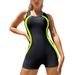 One-Piece Suits New One Piece Contrast Color Swimsuit Boxer Sports Leisure Beautiful Back Swimsuit Beach Holiday Style_desvips.com
