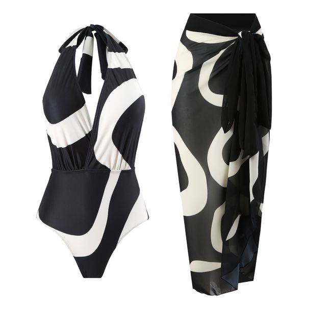 One-piece Swimsuit For Women Chiffon Beach Dress Set_desvips.com