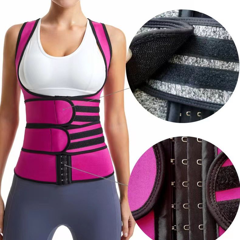 Sports Clothing Double Belt Sweat Vest For Women With Elastic Velcro Zipper Heating Corset Slimming Clothes For Body Shaping And Beauty_desvips.com