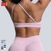 Rongxinwu High Elastic Matte Nylon Sports Bra for Women Seamless Off-Shoulder Yoga Fitness Shock Absorption Outerwear Running Tights_desvips.com