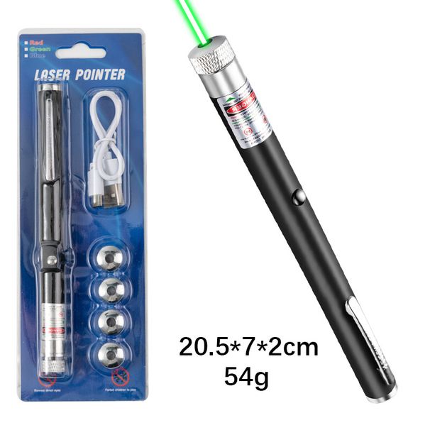 USB Rechargeable Starry Sky Pattern Laser Red Green Light Engineering Meeting Driving School Pointer_desvips.com