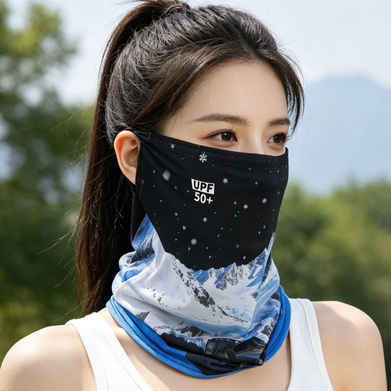Ice Silk Sunscreen Face Mask For Women, Outdoor Mask, Sunshade, Breathable Face Covering, Veil, Ear-hanging Sports Headscarf For Cycling_desvips.com