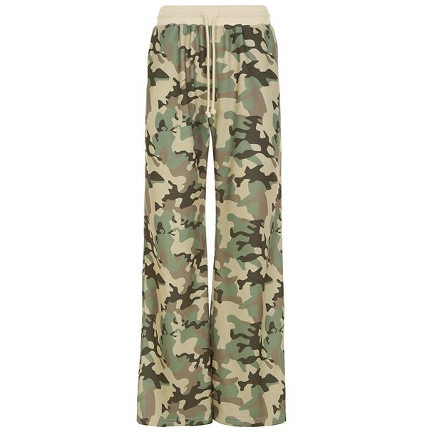 American Street Contrasting Color Waistband Camouflage Special Hooded Sweatshirt Casual Straight Leg Sweatpants_desvips.com