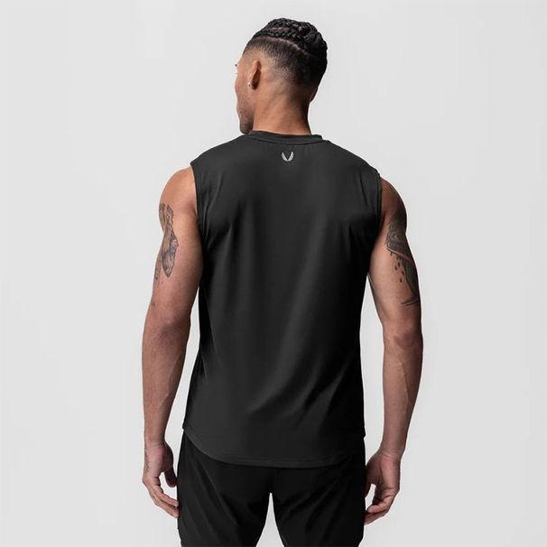 Summer New Men's Fitness Vest, Quick-Dry Sleeveless T-Shirt, American-Style Loose Fit, Large Size, Wide Shoulder Letter_desvips.com