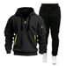 Autumn Winter Sports Sweatshirt Set For Men With Multiple Pockets And Zipper Hoodie Sportswear Sweatpants_desvips.com