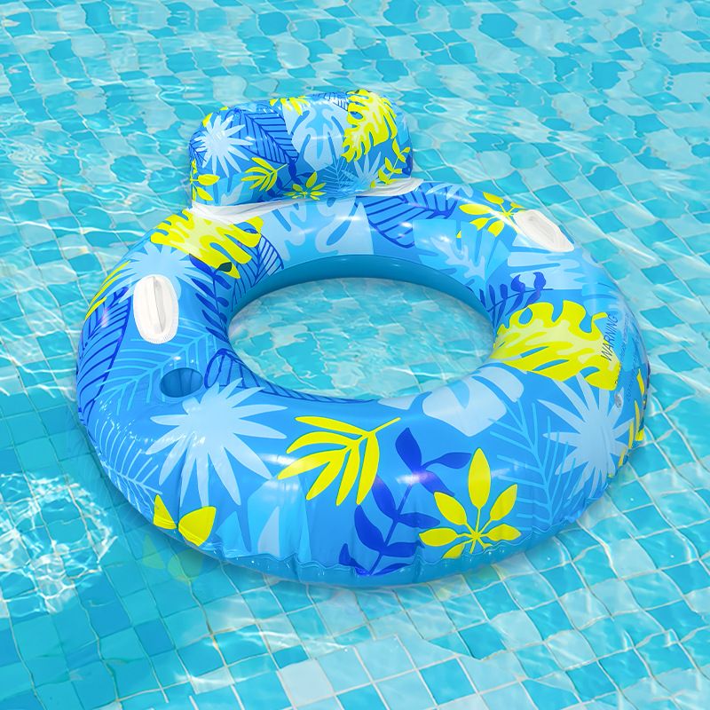 Outdoor Water Recreation Backrest With Handle Leaf Double Color Adult Underarm Ring PVC Thickened Anti Rollover Swimming Ring_desvips.com