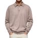 Men's Clothing Autumn Long Sleeve V Neck Button Casual Tops Polo Shirt_desvips.com