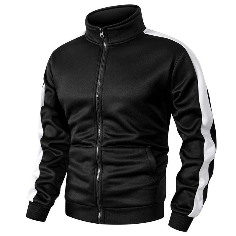 Men's Colorblock Patchwork Sporty Jacket With Kanga Pocket Fall Winter Fleece Lined Warm Long Sleeve Zip Up Coat Outwear_desvips.com