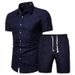 Men's Clothing Short Sleeve Shirt Printed Shirt Set _desvips.com