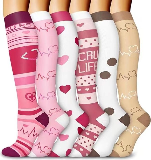 6 PAIRS Compression Flowers Animal Fruit For Men Women Nurse Socks Nurses Sport Ladies Lady Womens Running_desvips.com