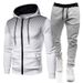 Autumn Winter Fleece Polka Unisex Sports Hoodie Dot Men Solid Color Zipper Sweatshirt Sweatpants Set_desvips.com