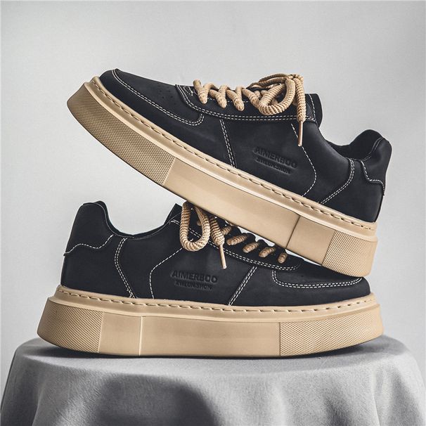 New Men's Shoes, Non-slip Wear-resistant Student Skateboard Shoes, Teenagers Thick-soled Sports Shoes_desvips.com