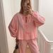 women's clothing summer new women's 2 piece set large size cotton and linen shirt set high waist loose shorts_desvips.com