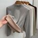 Women's Cashmere Silk Thermal Base Layer Top - High Neck Fleece Lined Winter Shirt For Warmth, Soft & Comfortable, Loose Fit, Long Sleeve_desvips.com