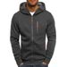 New Men's Casual Sports Fitness Jacquard Sweatshirt Zipper Cardigan Hooded Jacket_desvips.com