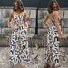 Women's clothing new printed sleeveless suspender short top + long wide leg pants_desvips.com