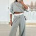 Women's Clothing Early spring outfit suit 2024 spring new women's casual hooded sweatshirt sports wide leg pants two piece suit_desvips.com