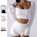 Spring/Summer Women's Halter Neck Long Sleeve Yoga Wear Tight Ribbed Slimming Sports Bra Fitness Top_desvips.com