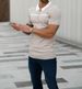 2023 New Slim Fit Colored Stand Up Collar Sports And Casual Vertical Stripe Short Sleeved Youth Men's Wear_desvips.com