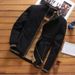 Autumn And Winter New Men's Fashion Aviator Fleece Thickened Warm Baseball Jacket Solid Color Zipper Arge Size Top_desvips.com