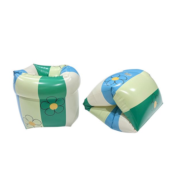 Kids Swimming Arm Floaties - Eco-Friendly Thickened PVC Inflatable Sleeves For Beginners (Striped Flower Design Pool & Water Play Safety)_desvips.com