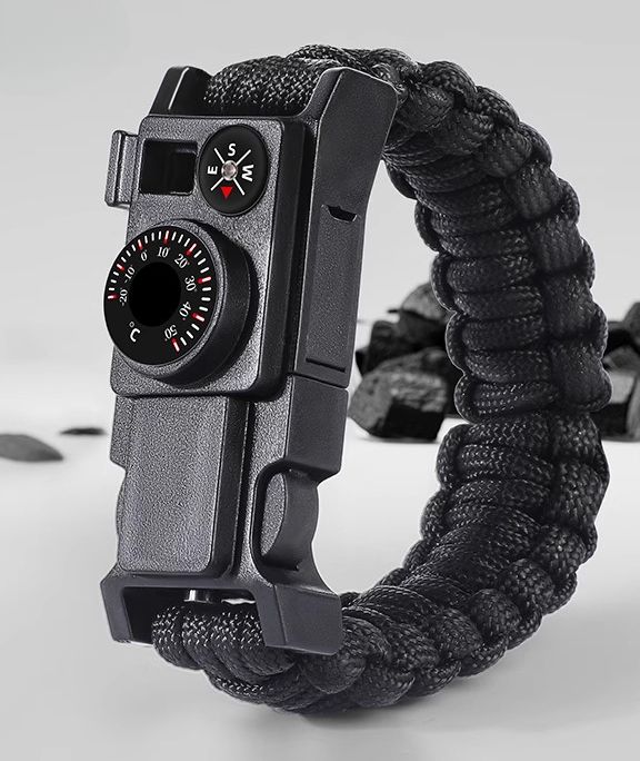 Outdoor Multifunctional Bracelet, Paracord Woven Survival Bracelet With Flint And Compass, Outdoor Self-rescue Equipment_desvips.com