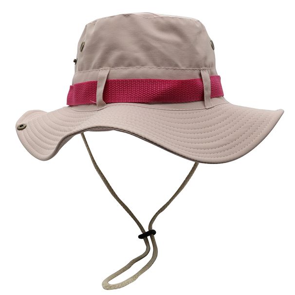 Men's And Women's Wide Brimmed Fisherman's Hat Drawstring Breathable Summer Sun Protection Outdoor Surfing Hiking Cap_desvips.com