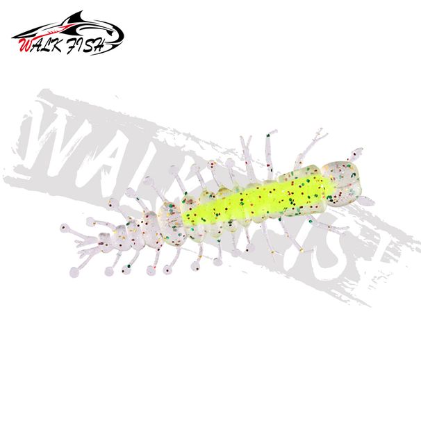WALK FISH 5 Pieces/Lot 1.7g 6cm PVC+TPR Floating Fishing Lure Simulation Centipede Soft Bait Artificial Lures With Laser Sequins_desvips.com
