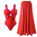 New Bow One-piece Two-piece Suit Cover Belly Slimming Fashion Swimsuit_desvips.com