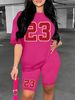 Women's Clothing Solid color all match digital printing two piece short sleeved shorts loose casual spring and summer_desvips.com