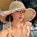 Ethnic-style Wide-brimmed For Women, Summer Seaside Beach Vacation Sun Hat, Foldable Straw Sunscreen Hat_desvips.com