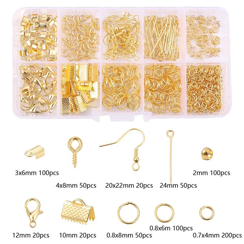 Fishing Tools 10 Grid Box Decoration Accessories Lobster Clasp Horse Clasp Open Single Loop Ear Hook 9 Shaped Needle DIY Earring Necklace Material_desvips.com