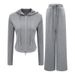 LazyZoom Women's New Thickened Warm Hooded Yoga Jacket Loose Fitness Wide-Leg Pants Two-Piece Set_desvips.com