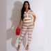 Women's Clothing summer new sexy knitted contrast color short sleeved trousers tight suit_desvips.com
