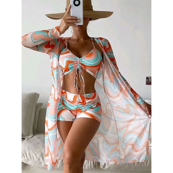 Sexy High-Waist Bikini Set - 3 Piece Female Floral Print (Multi-Color, Adjustable & Removable Straps)_desvips.com