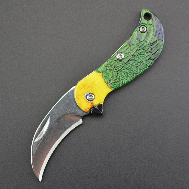 Factory Wholesale Parrot Folding Mini Outdoor Portable Fruit Stainless Steel Pocket For Opening Packages Key Knife_desvips.com