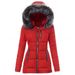Women's Clothing color fur collar zipper decoration slim cotton coat for women thick coat for women_desvips.com