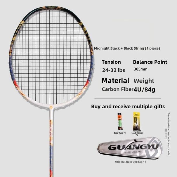 Adult High Power Smash Offensive Badminton Racket Competition Type Amateur Single Racket All Carbon Fiber Professional_desvips.com